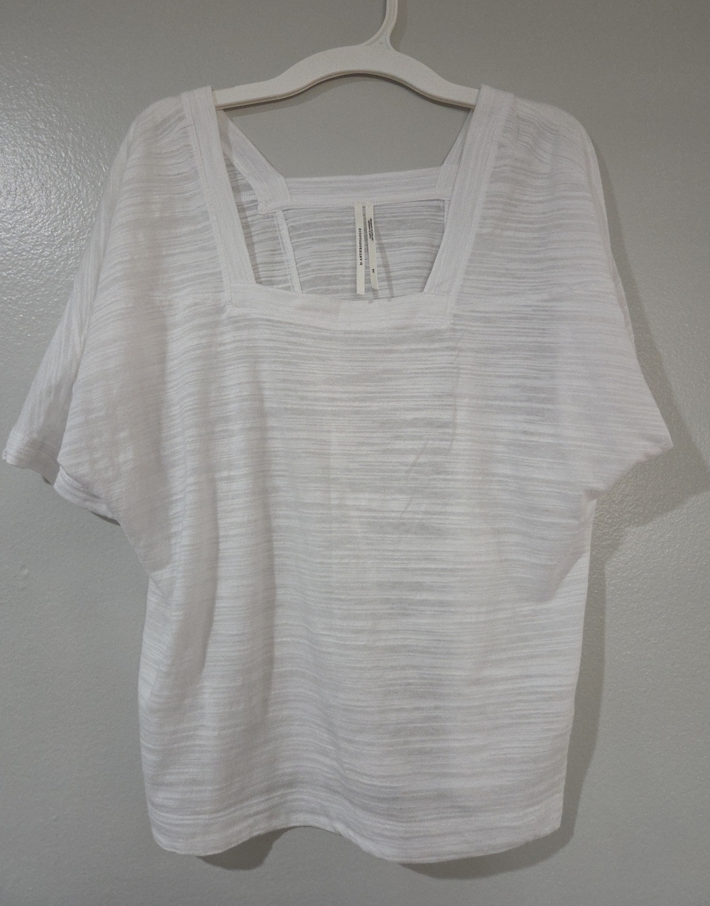 Anthropologie White Square-Neck Short Sleeve Top
